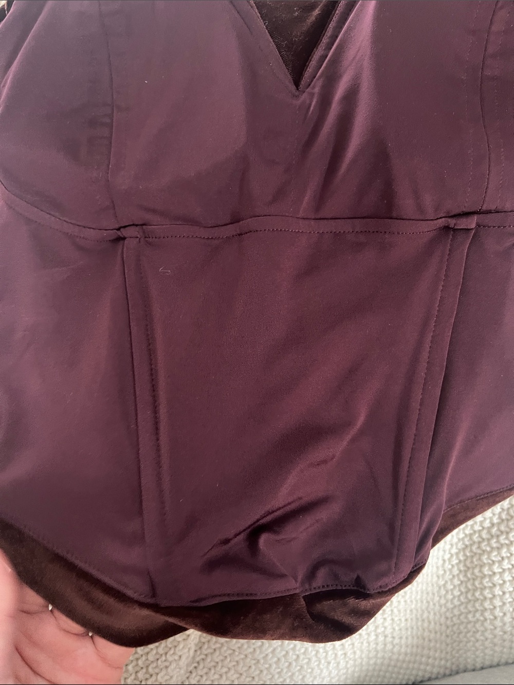NWT 🤎 Strapless Velvet Ruched Bustier Top - Deep Brown - Picture 7 of 11